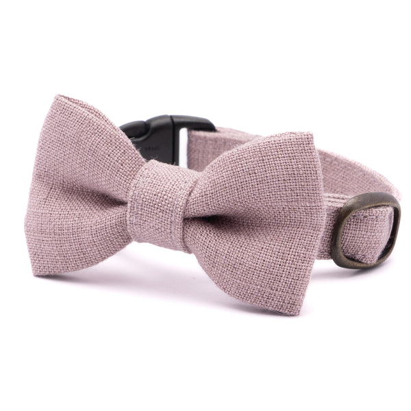 リボン付き猫首輪 MUJIベルギーリネン ピンクベージュ リボン付き猫首輪 MUJIベルギーリネン ピンクベージュ