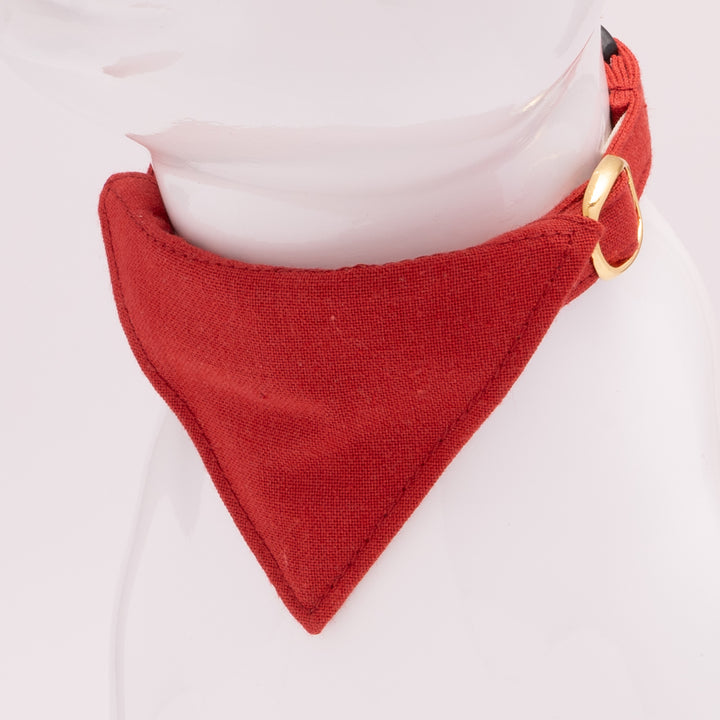 バンダナ付き猫首輪 MUJIコットンプレーン 赤紅