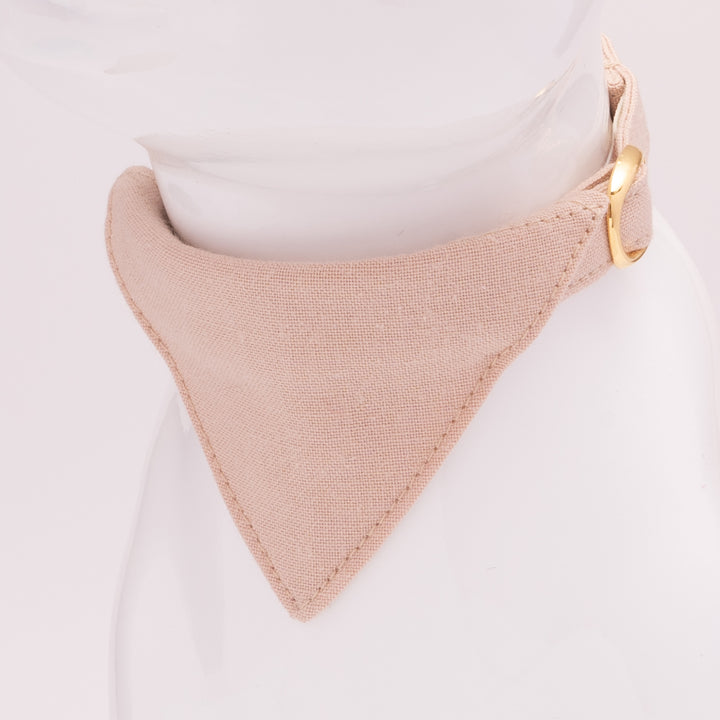 バンダナ付き猫首輪 MUJIコットンプレーン 亜麻