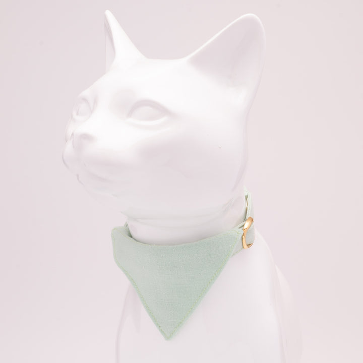 バンダナ付き猫首輪 MUJIコットンプレーン 浅緑