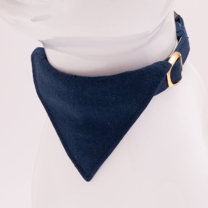 バンダナ付き猫首輪 MUJIコットンプレーン 紺