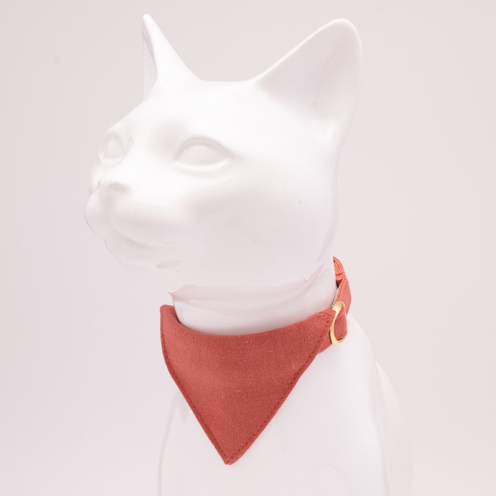 バンダナ付き猫首輪 MUJIコットンプレーン 朱色