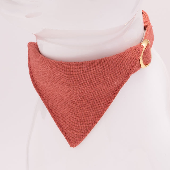 バンダナ付き猫首輪 MUJIコットンプレーン 朱色