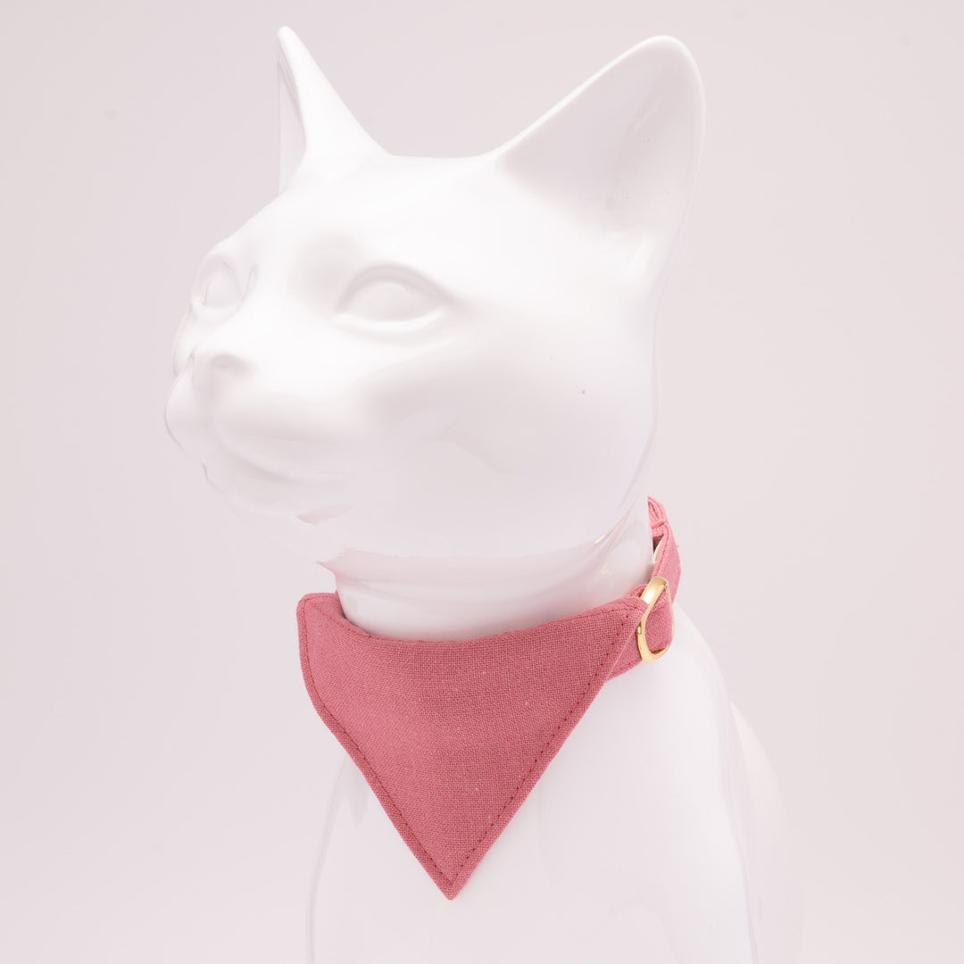 バンダナ付き猫首輪 MUJIコットンプレーン 紅梅