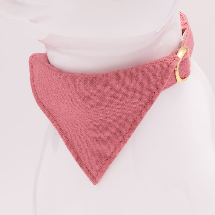 バンダナ付き猫首輪 MUJIコットンプレーン 紅梅