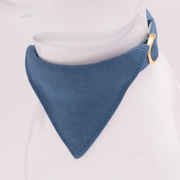 バンダナ付き猫首輪 MUJIコットンプレーン 露草