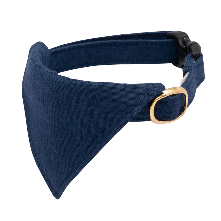 バンダナ付き猫首輪 MUJIコットンプレーン 紺