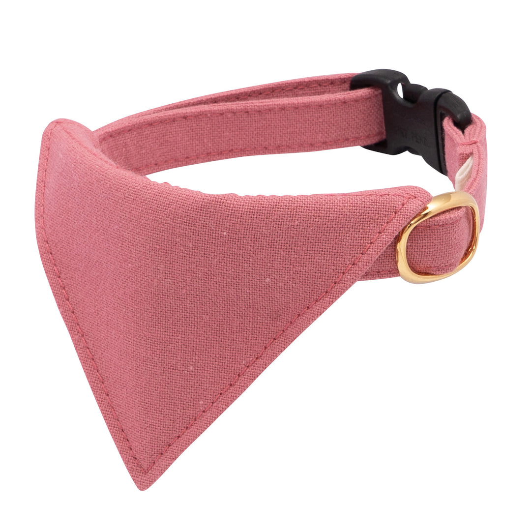 バンダナ付き猫首輪 MUJIコットンプレーン 紅梅