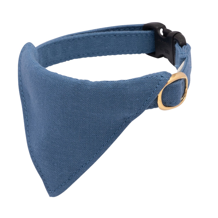 バンダナ付き猫首輪 MUJIコットンプレーン 露草