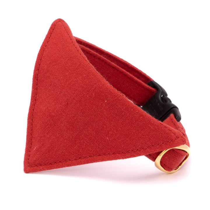 バンダナ付き猫首輪 MUJIコットンプレーン 赤紅