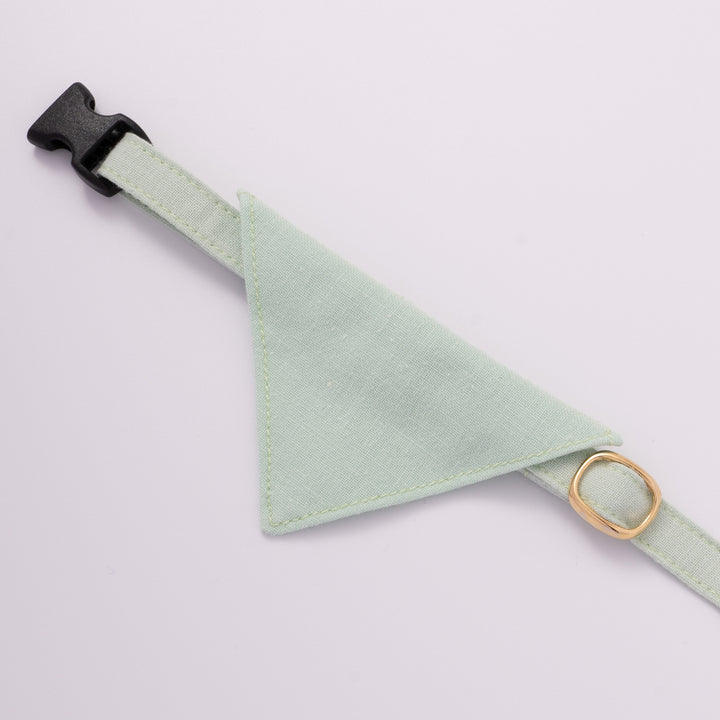 バンダナ付き猫首輪 MUJIコットンプレーン 浅緑