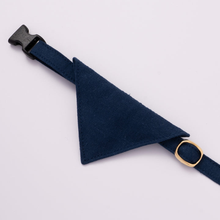 バンダナ付き猫首輪 MUJIコットンプレーン 紺