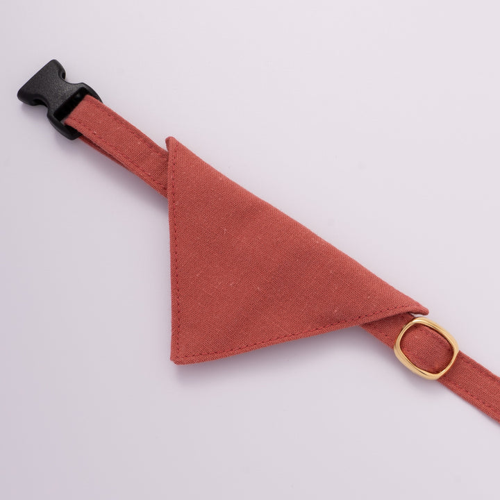 バンダナ付き猫首輪 MUJIコットンプレーン 朱色