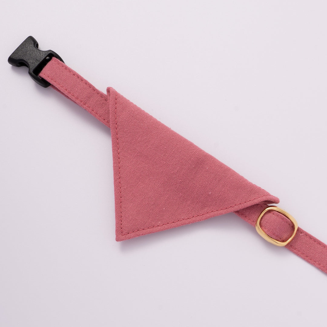 バンダナ付き猫首輪 MUJIコットンプレーン 紅梅