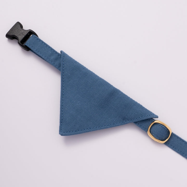 バンダナ付き猫首輪 MUJIコットンプレーン 露草