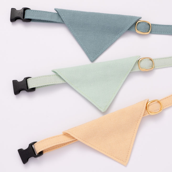 バンダナ付き猫首輪 MUJIコットンプレーン 浅緑