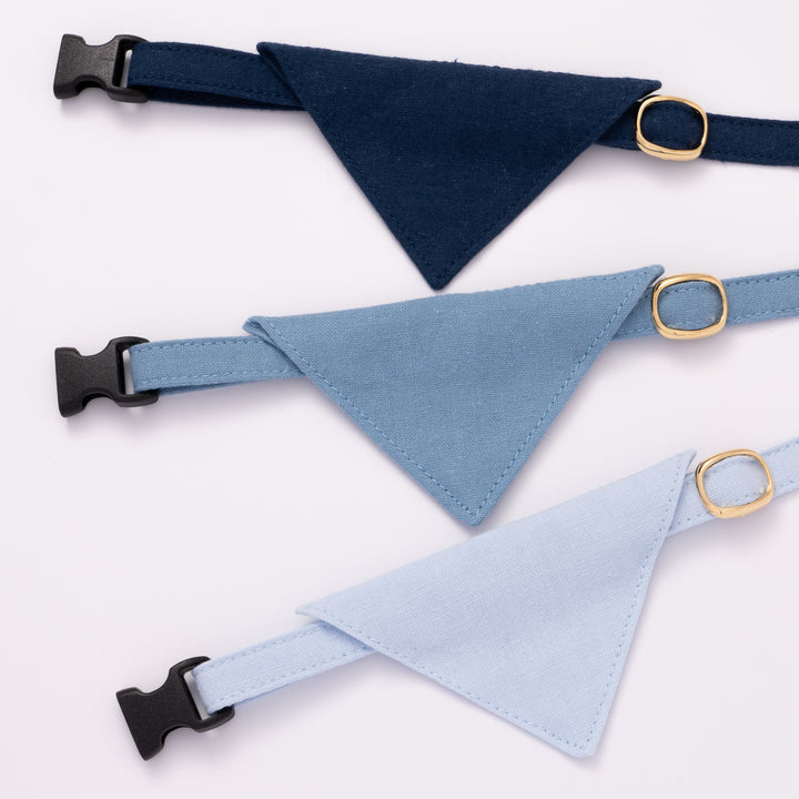 バンダナ付き猫首輪 MUJIコットンプレーン 紺