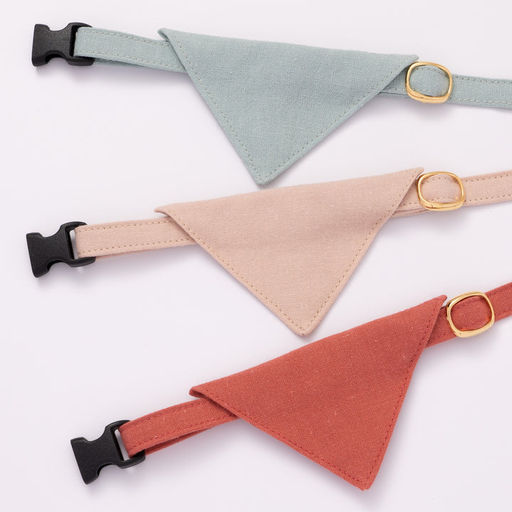 バンダナ付き猫首輪 MUJIコットンプレーン 柳染