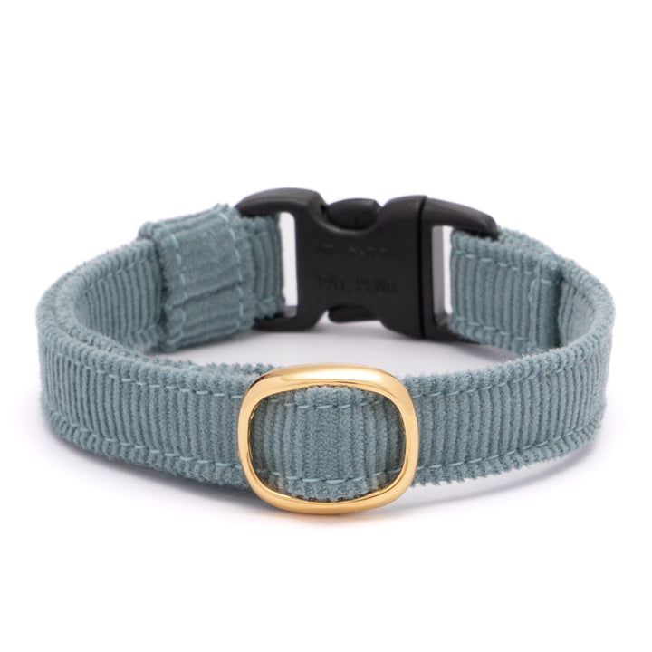 猫首輪 コットンコーデュロイ ブルーグリーン