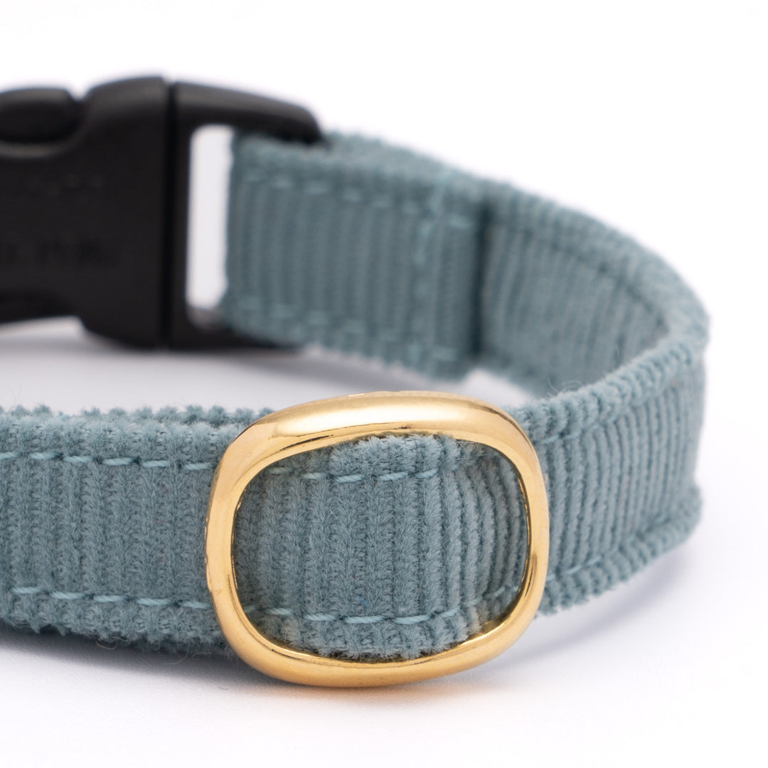 猫首輪 コットンコーデュロイ ブルーグリーン