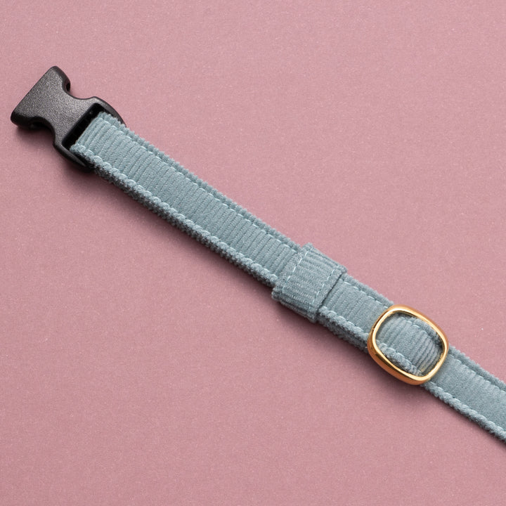 猫首輪 コットンコーデュロイ ブルーグリーン