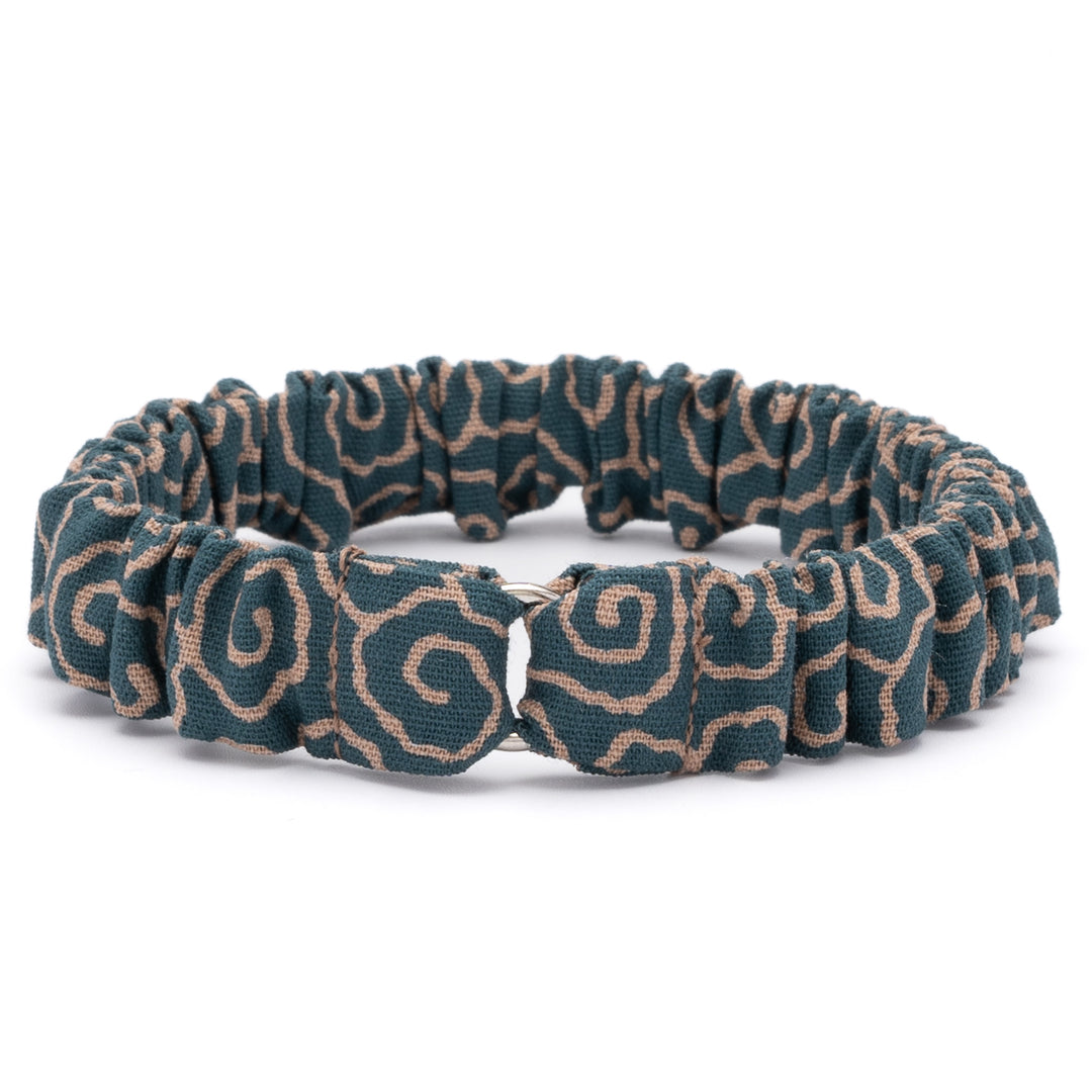 シュシュ猫首輪 唐草うずまき 青緑