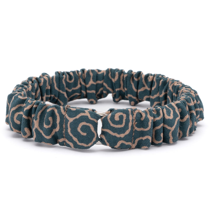 シュシュ猫首輪 唐草うずまき 青緑