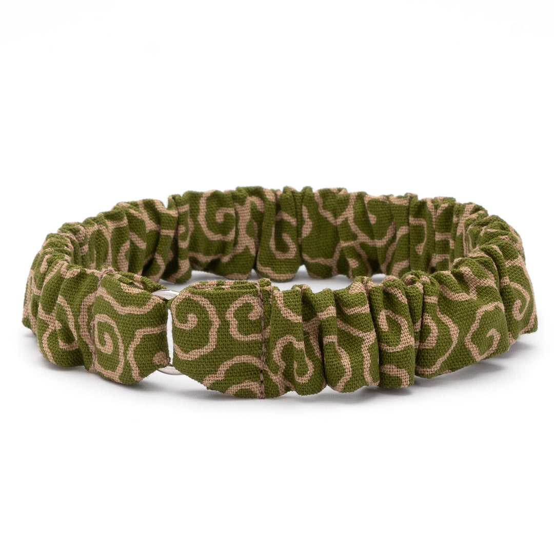 シュシュ猫首輪 唐草うずまき 緑