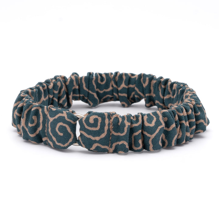 シュシュ猫首輪 唐草うずまき 青緑