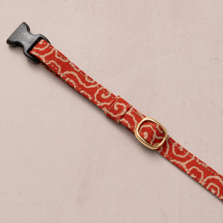 猫首輪 唐草うずまき 赤