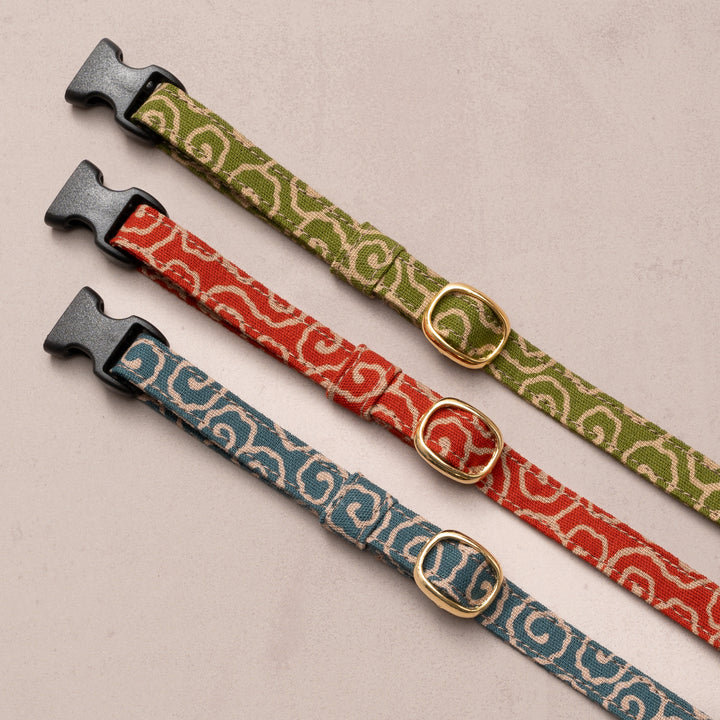 猫首輪 唐草うずまき 赤