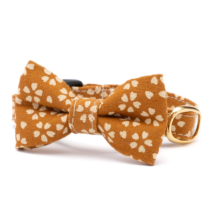 リボン付き猫首輪 小櫻小紋 からし