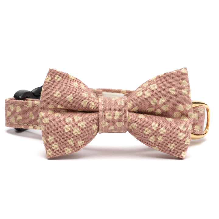 リボン付き猫首輪 小櫻小紋 さくら色