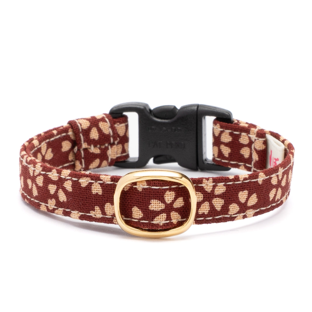 猫首輪 小櫻小紋 エンジ