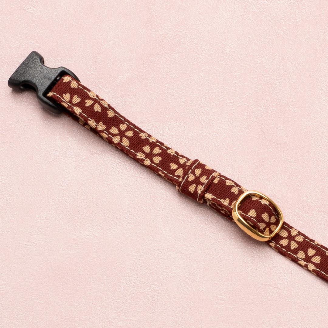 猫首輪 小櫻小紋 エンジ