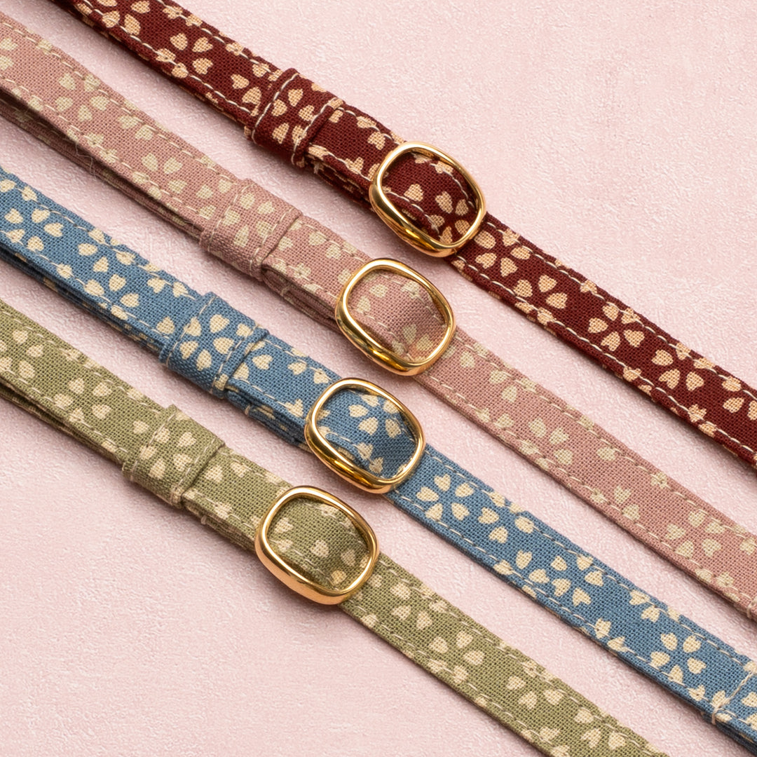 猫首輪 小櫻小紋 萌黄色