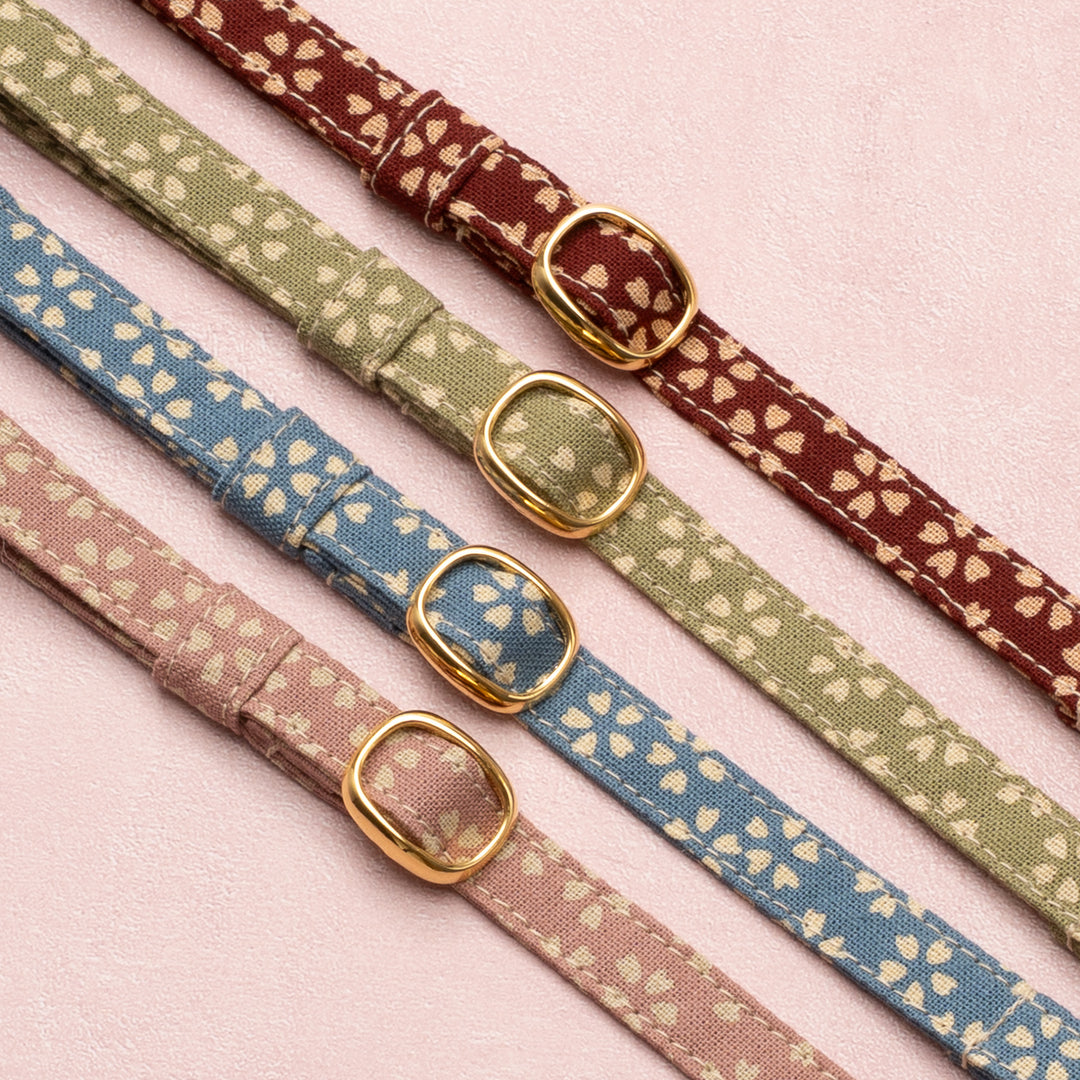 猫首輪 小櫻小紋 萌黄色