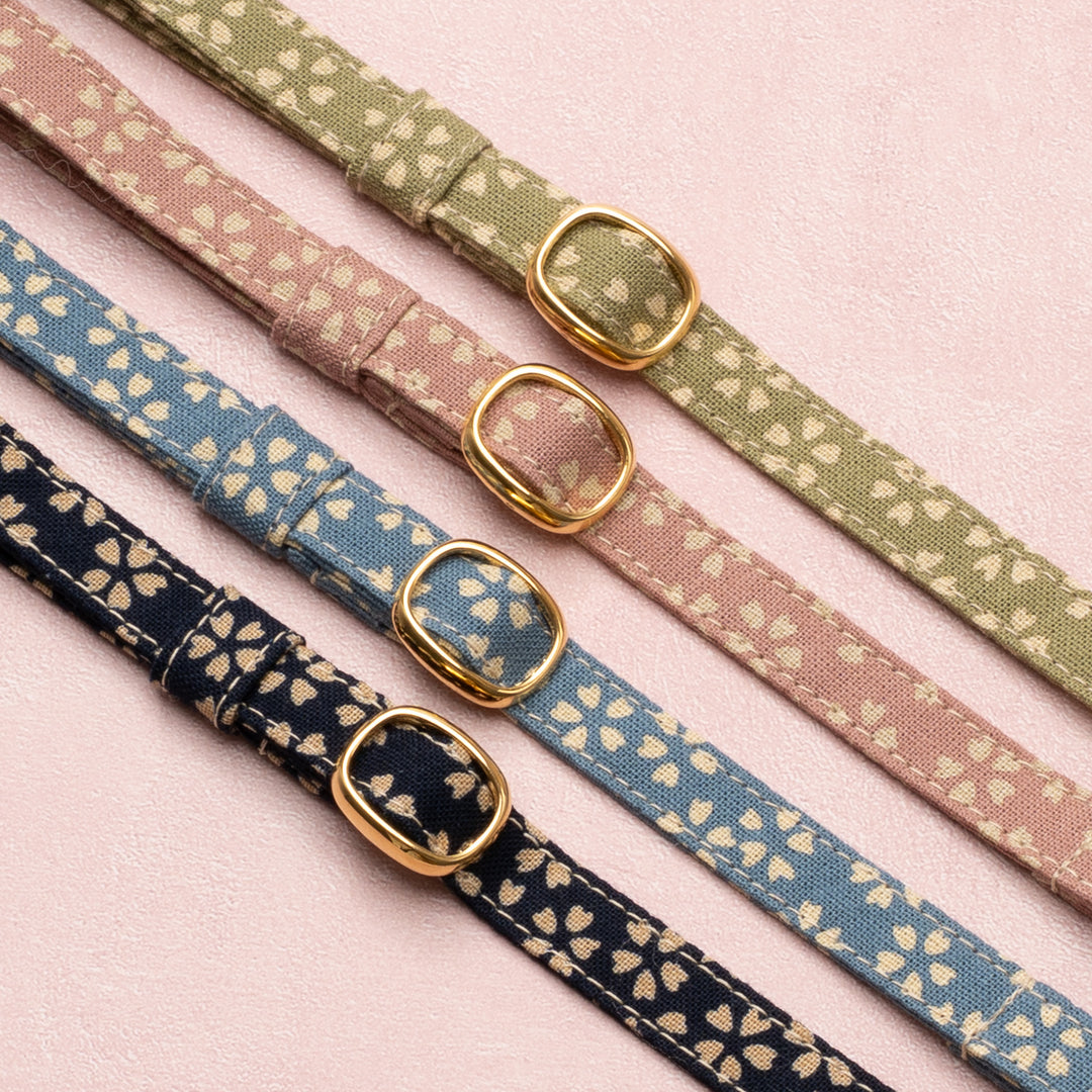 猫首輪 小櫻小紋 萌黄色