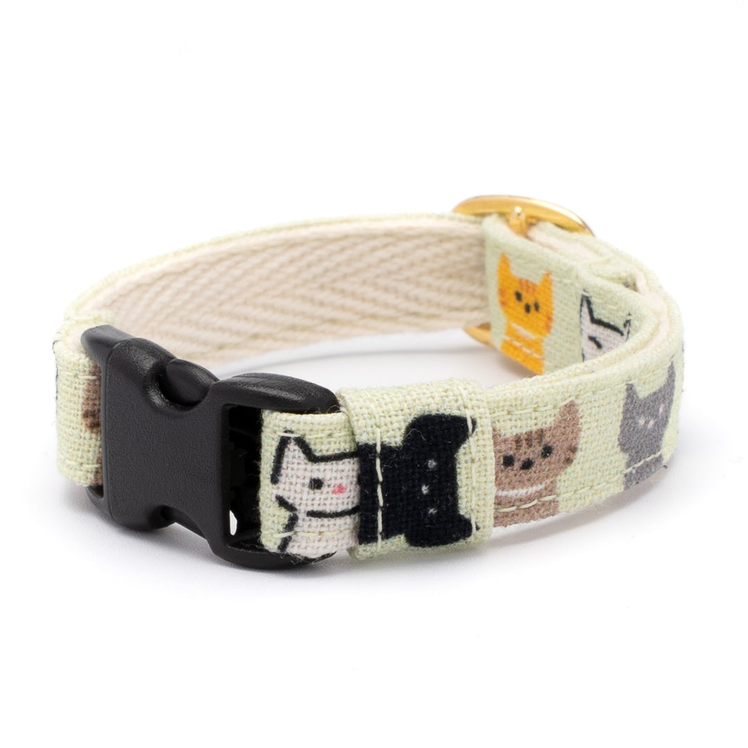 グラフィック猫首輪 色いろ猫 くすみグリーン【限定モデル】