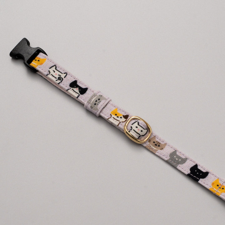 グラフィック猫首輪 色いろ猫 くすみパープル【限定モデル】
