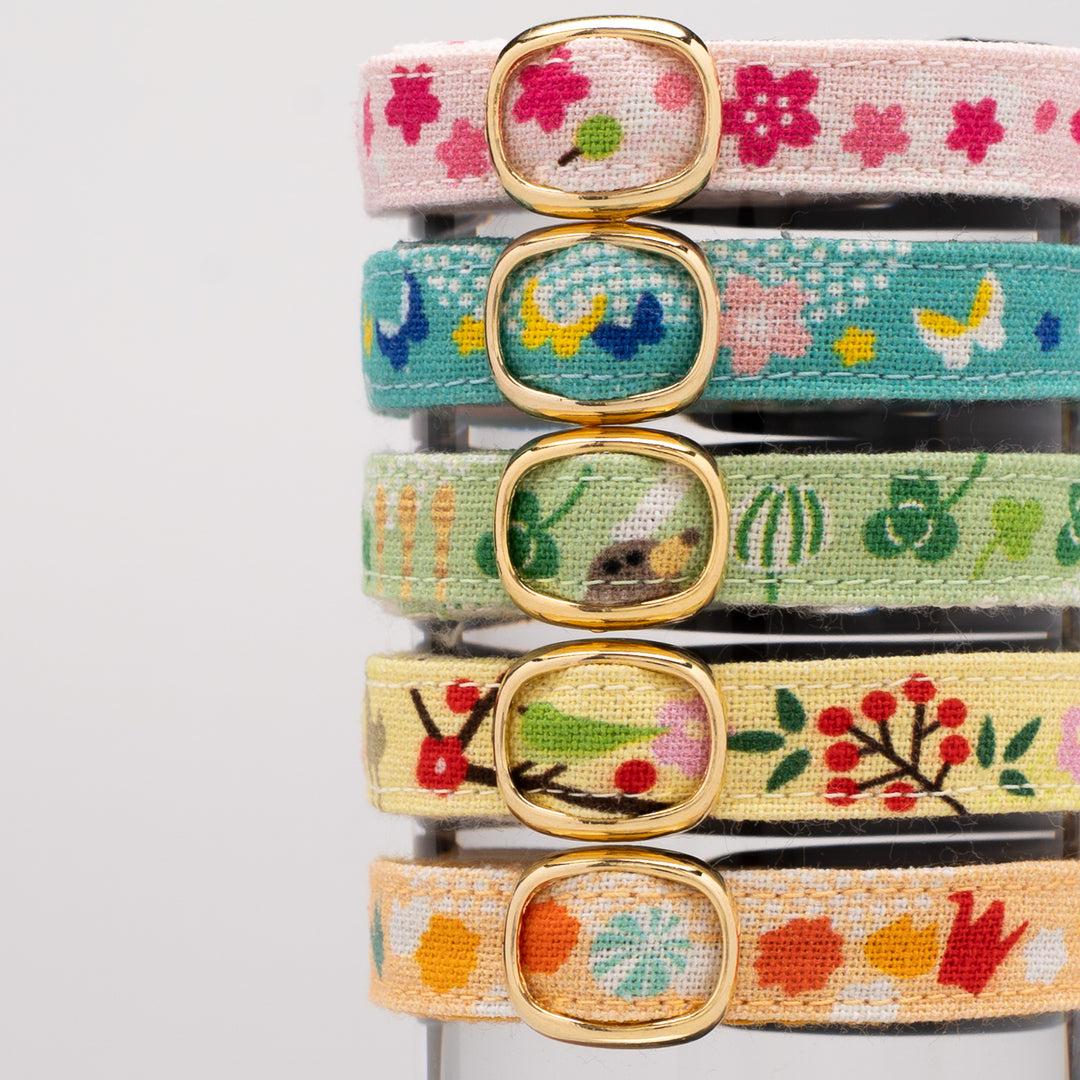 グラフィック猫首輪 春の和柄 クローバー【限定モデル】