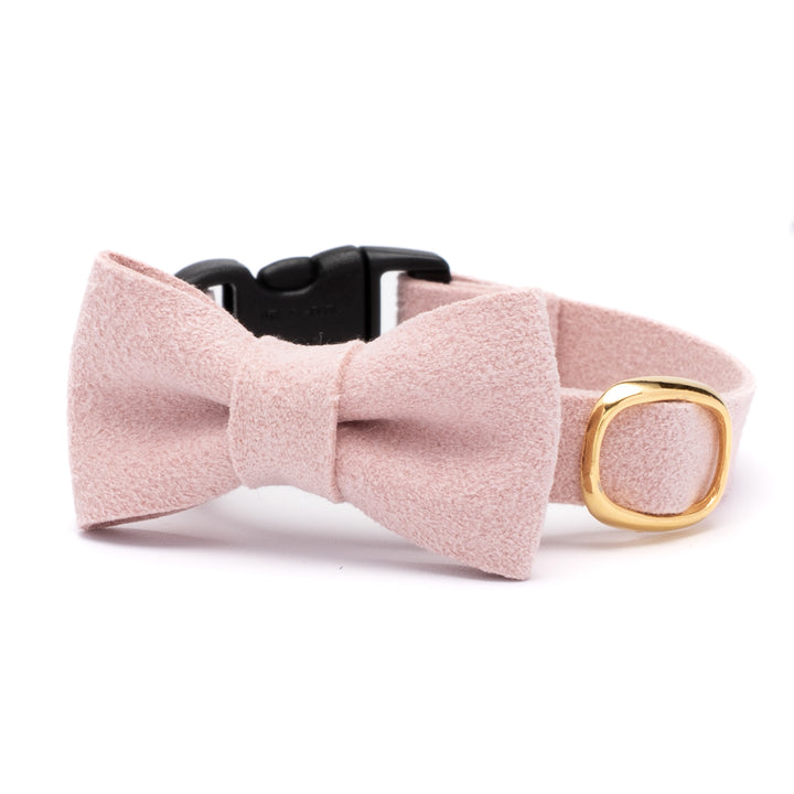 リボン付き猫首輪 引っ掻きに強いスエード ピンク
