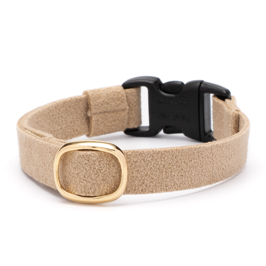 猫首輪 引っ掻きに強いスエード サンドベージュ