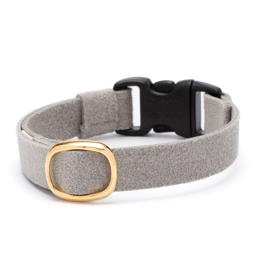 猫首輪 引っ掻きに強いスエード グレー