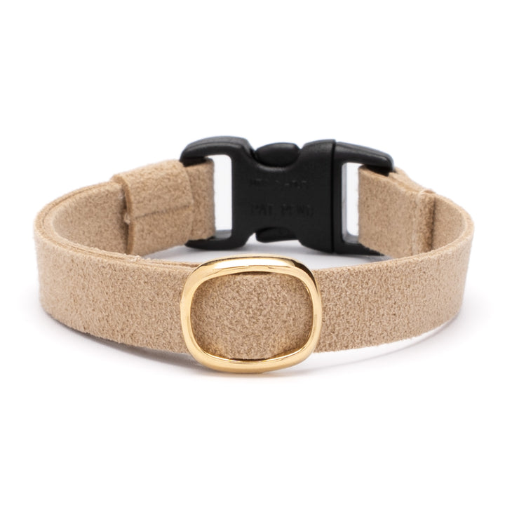 猫首輪 引っ掻きに強いスエード サンドベージュ