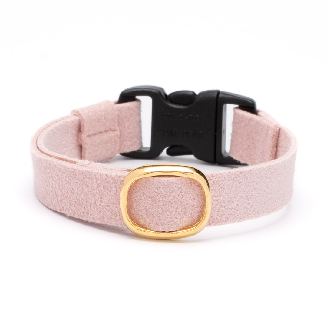 猫首輪 引っ掻きに強いスエード ピンク