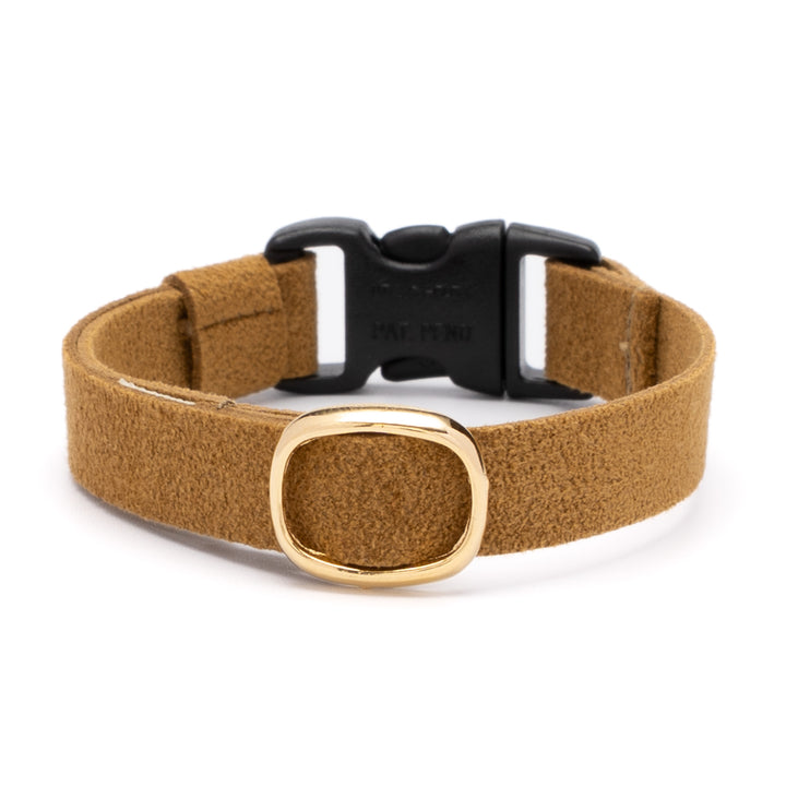 猫首輪 引っ掻きに強いスエード マスタード
