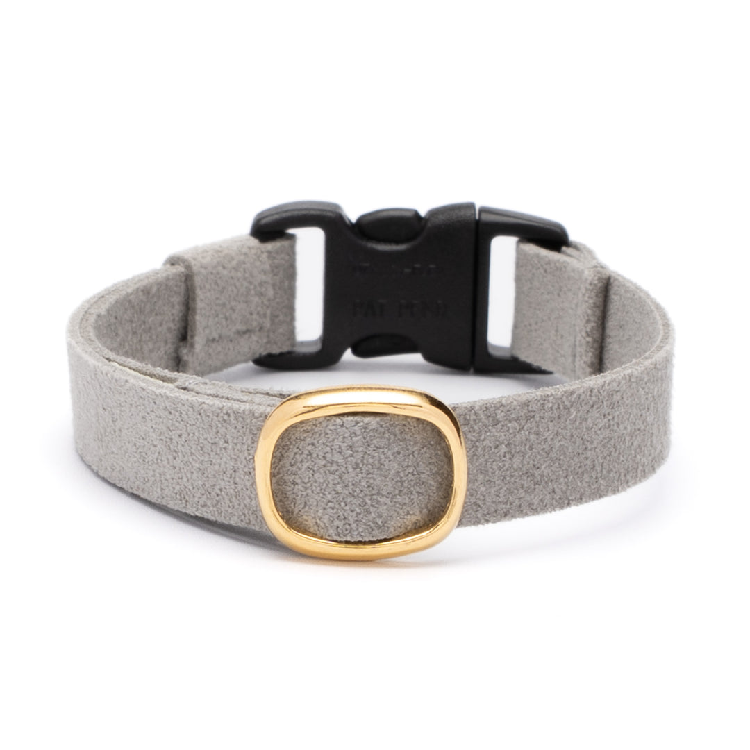 猫首輪 引っ掻きに強いスエード グレー