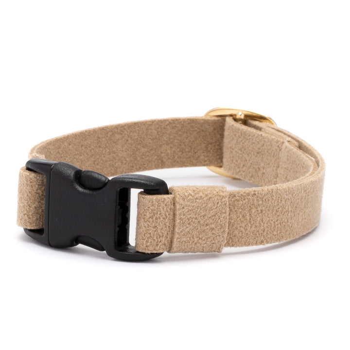 猫首輪 引っ掻きに強いスエード サンドベージュ