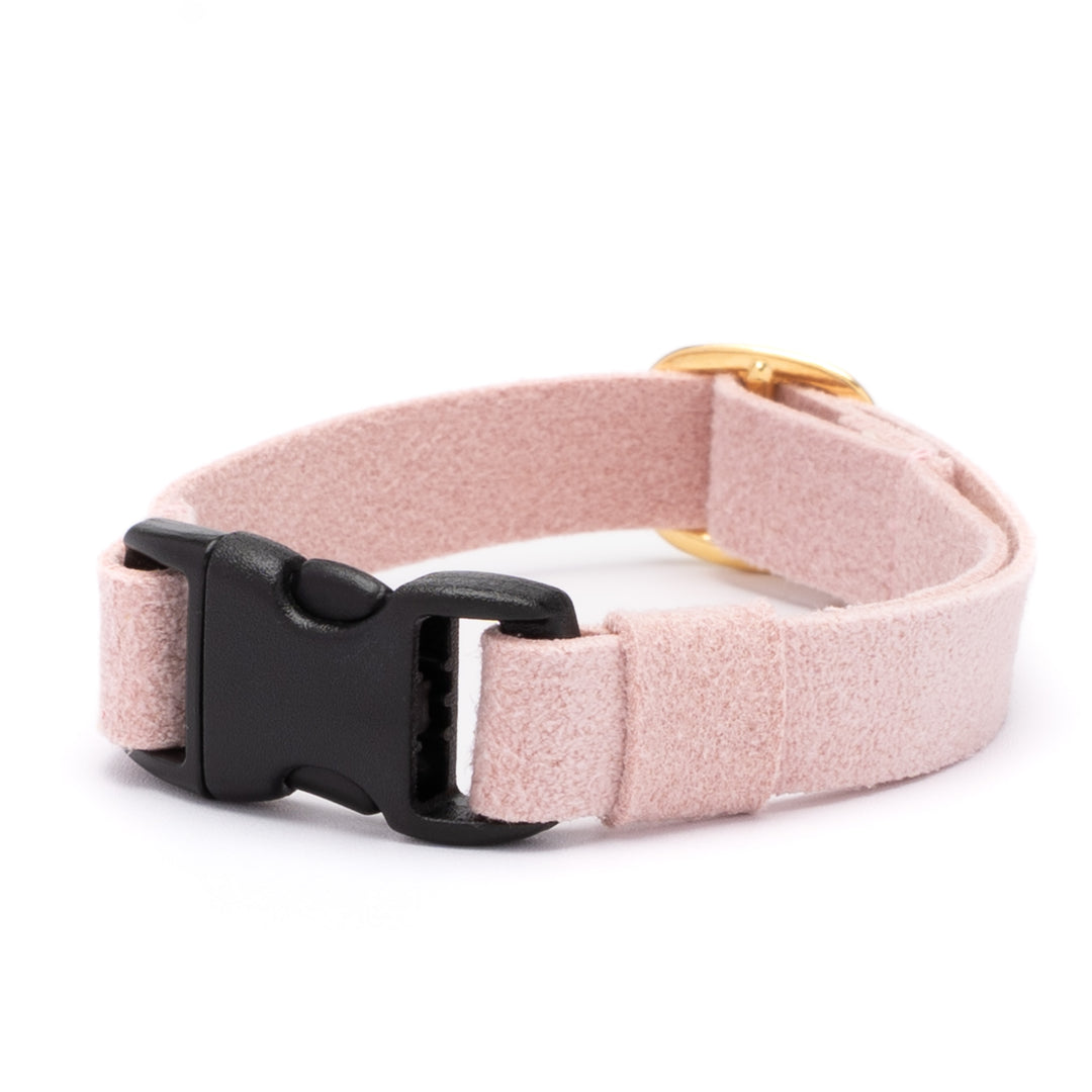 猫首輪 引っ掻きに強いスエード ピンク
